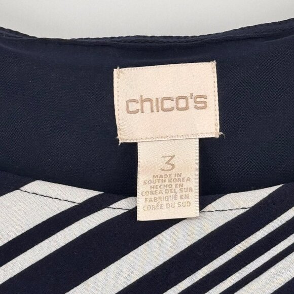 Chicos 3 Womens dark navy Striped Knit Top Size XL - Picture 3 of 11